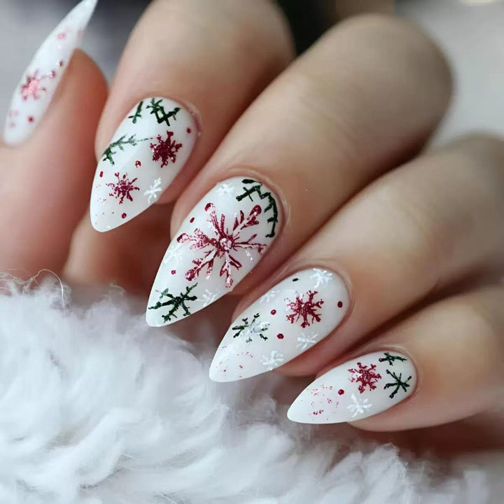 Creative Nail Art with Festive Snowflake Design Bowlift