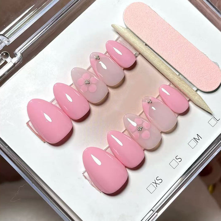 Elegant Floral Press-On Nail Set Bowlift