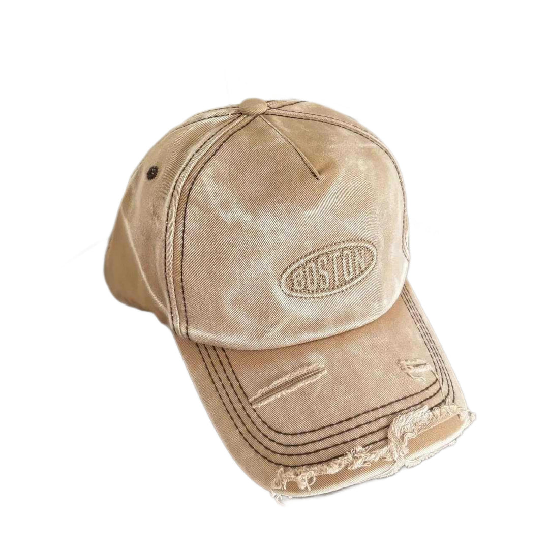 Men's Distressed Denim Effect Baseball Cap Bowlift