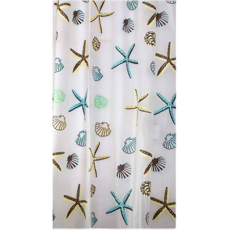 Coastal Sea Life Print Shower Curtain Bowlift