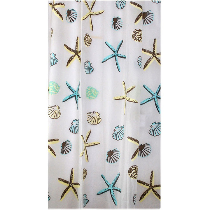 Coastal Sea Life Print Shower Curtain Bowlift