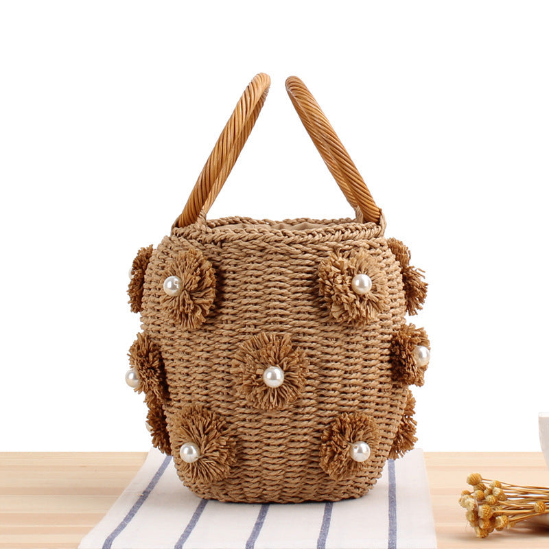 Handbag with Unique Pearl Applications Bowlift