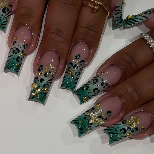 Stylish Bling Leopard Print Press-On Nail Tips Bowlift