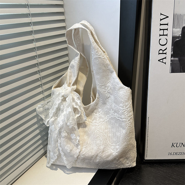 Elegant Lace-Trimmed Shoulder Bag Bowlift