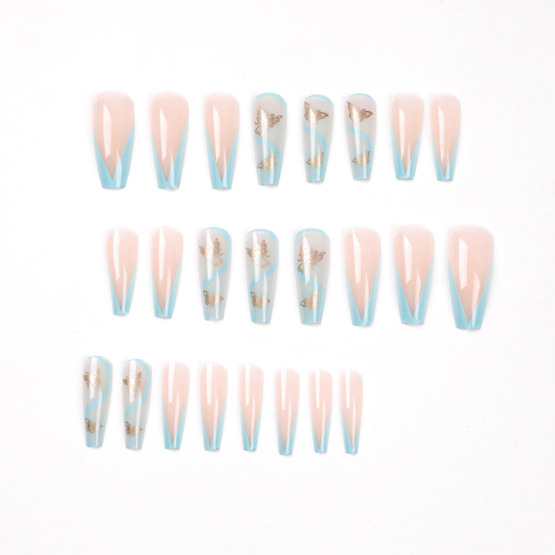 Artificial nail extensions in an elegant style with floral design Bowlift