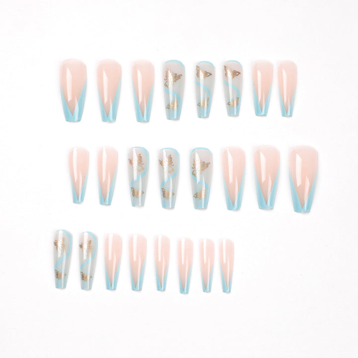 Artificial nail extensions in an elegant style with floral design Bowlift