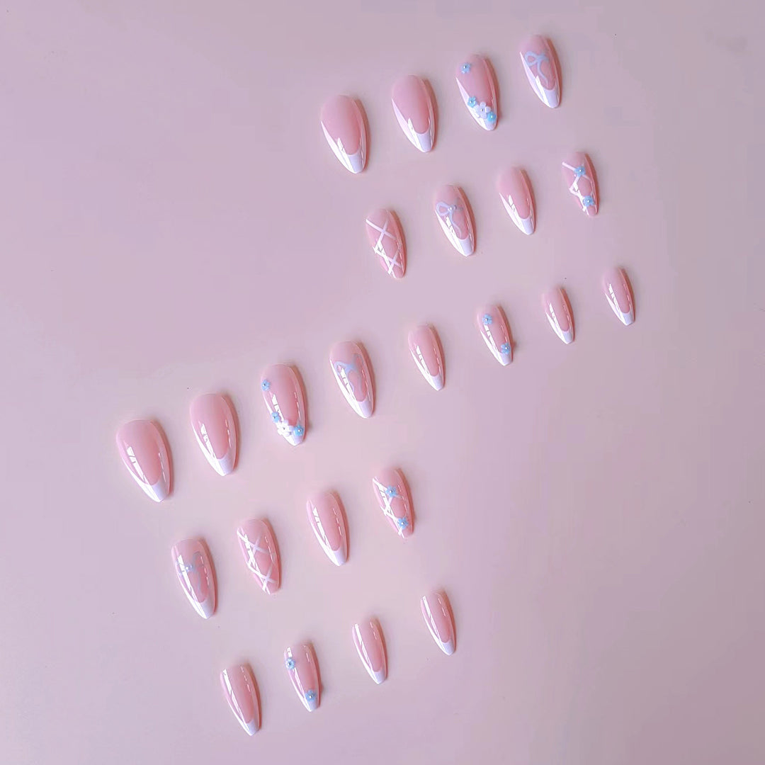 Acrylic nail set with elegant 3D flowers and glamorous accents Bowlift