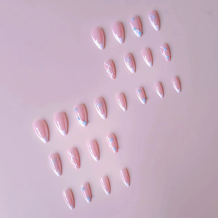 Acrylic nail set with elegant 3D flowers and glamorous accents Bowlift