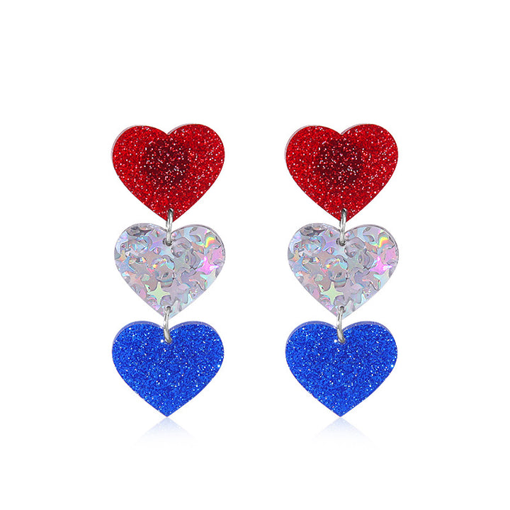 Women's long multi-layer star drop earrings with crystal embellishments and rhodium-plated alloy Bowlift