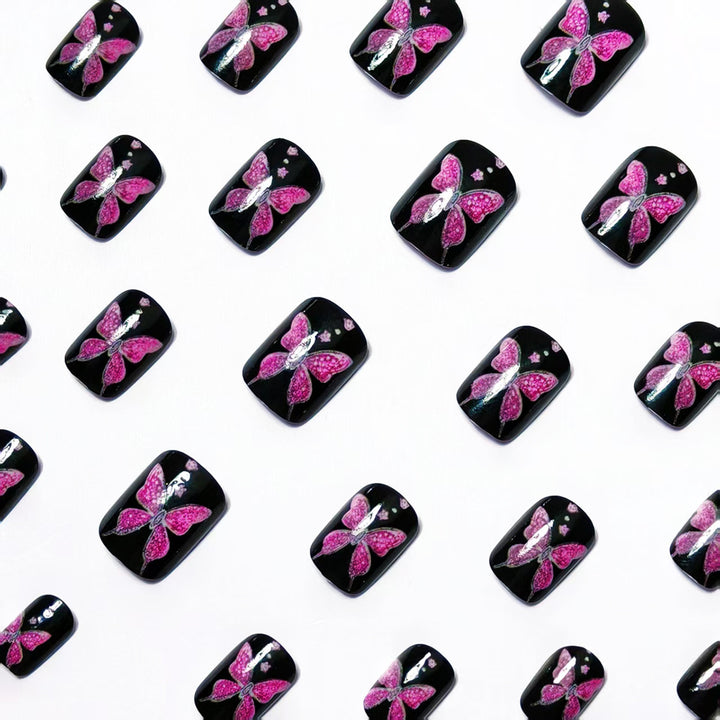 Artificial nails with glamorous butterfly design Bowlift