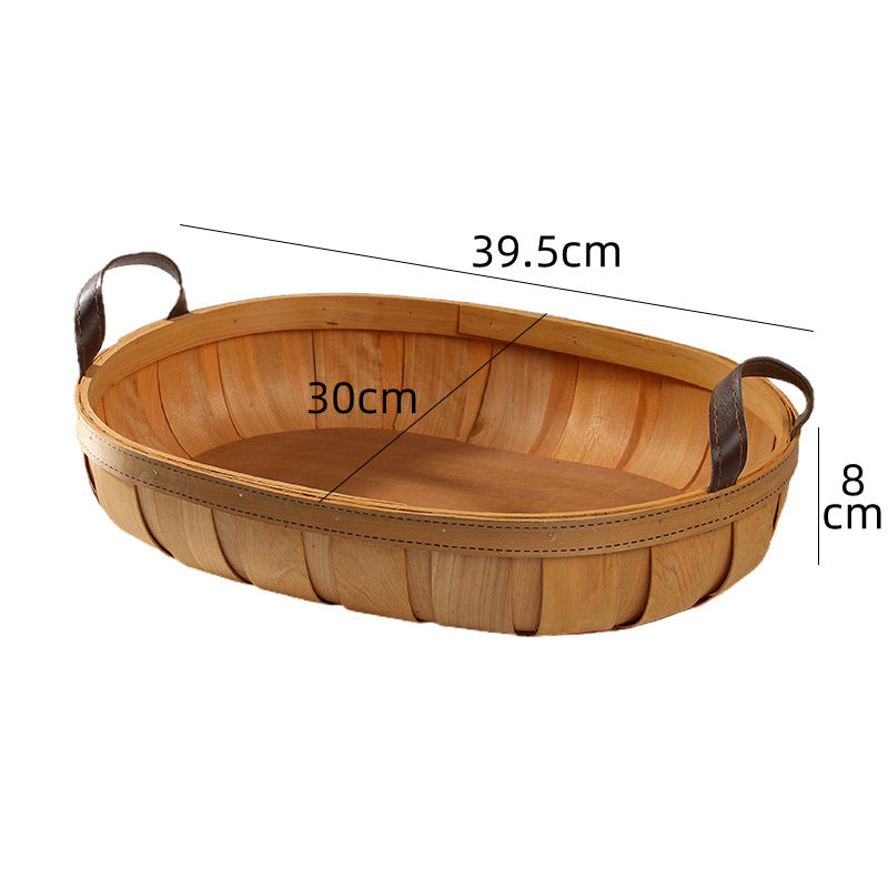 Unisex Handcrafted Basket with Leather Handles Bowlift