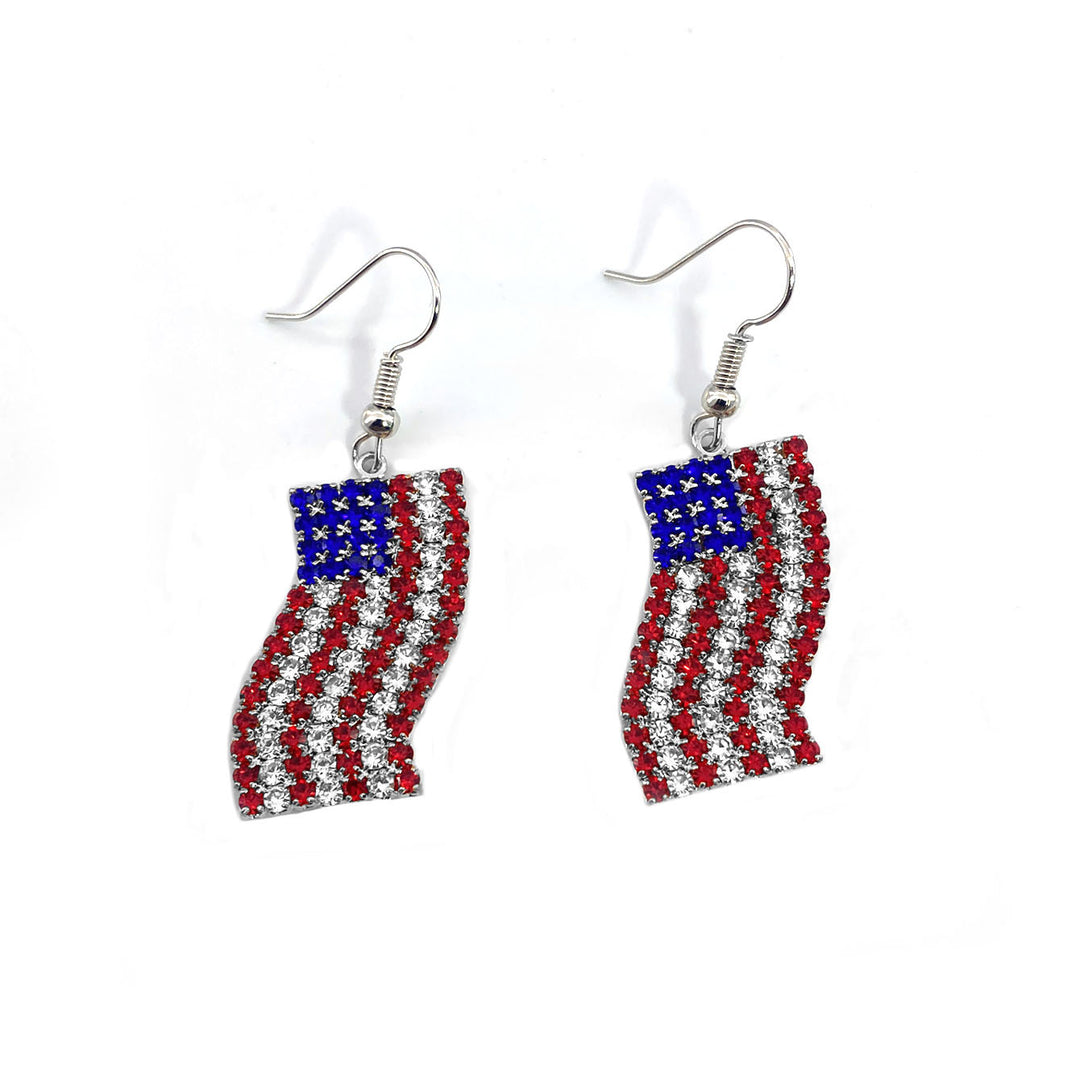 Ladies long sparkling crystal tassel earrings with geometric stud closure Bowlift