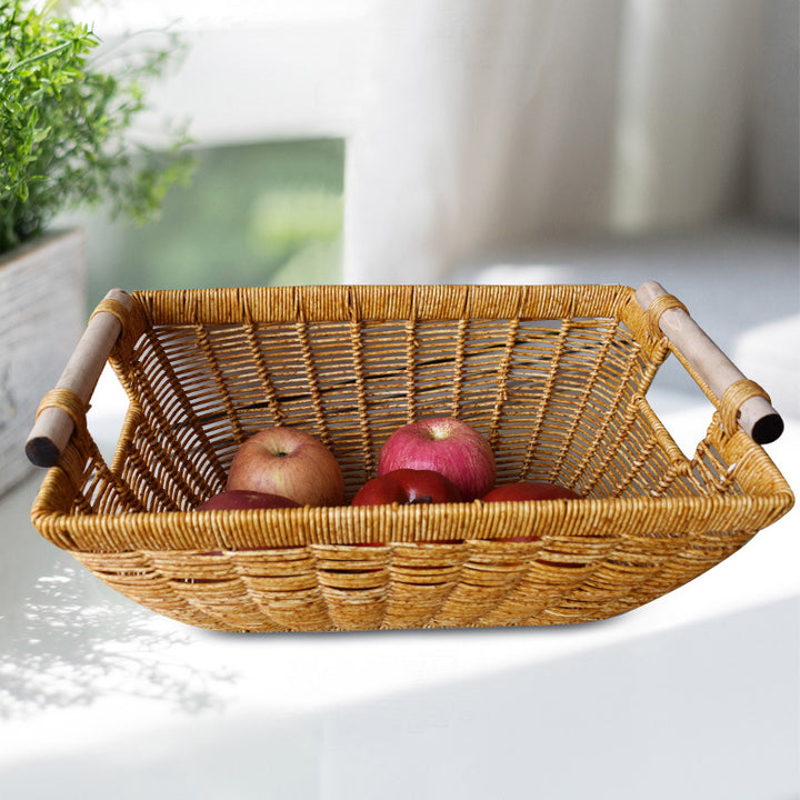 Handcrafted Wicker Storage Basket with Handles Bowlift