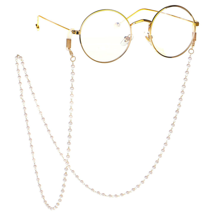 Elegant Heart-Shaped Pearl Chain Eyewear Holder Bowlift