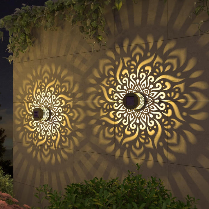 Decorative Solar Wall Light With Mandala Projection Pattern Bowlift