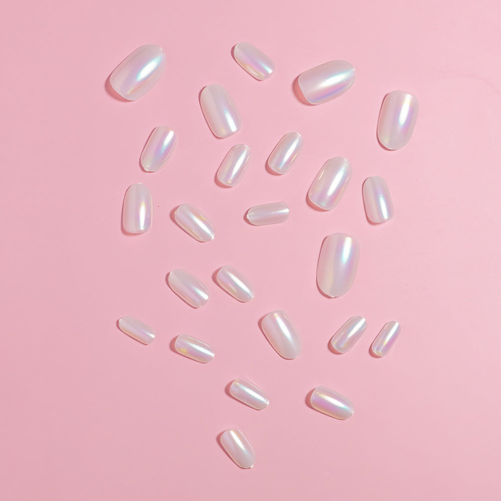 Iridescent Almond-Shaped Press-On Nails Bowlift