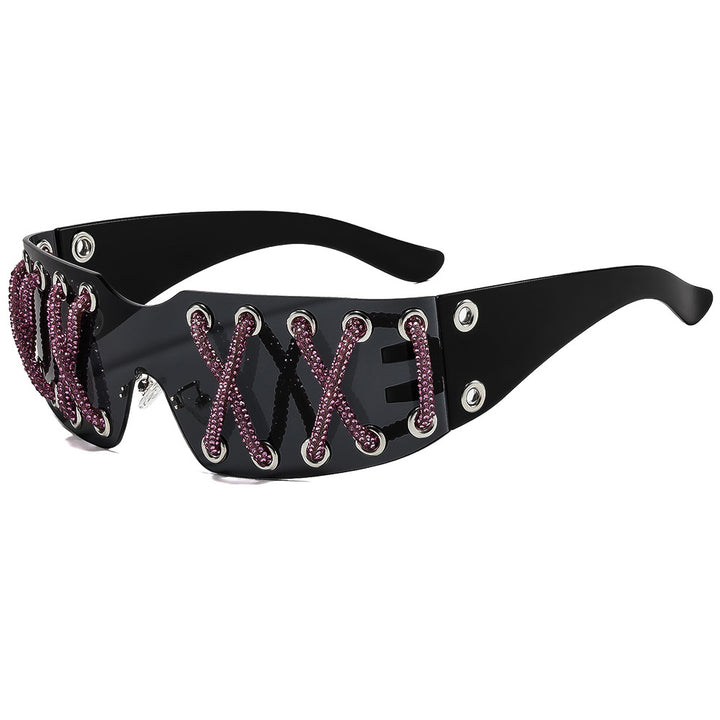 Women futuristic design sunglasses with unique decor Bowlift