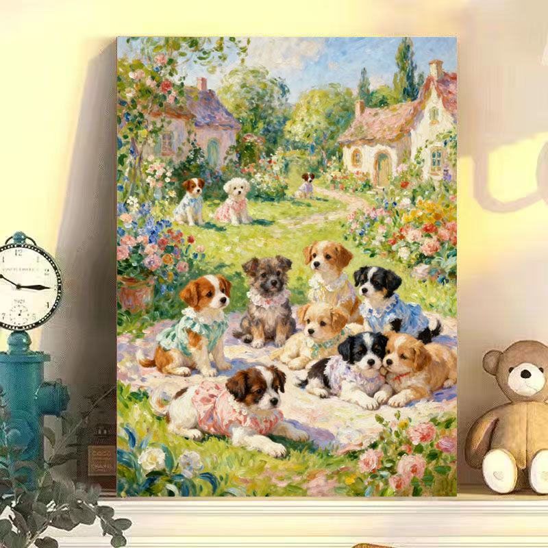 Whimsical Rabbit Scene Canvas Art Print Bowlift