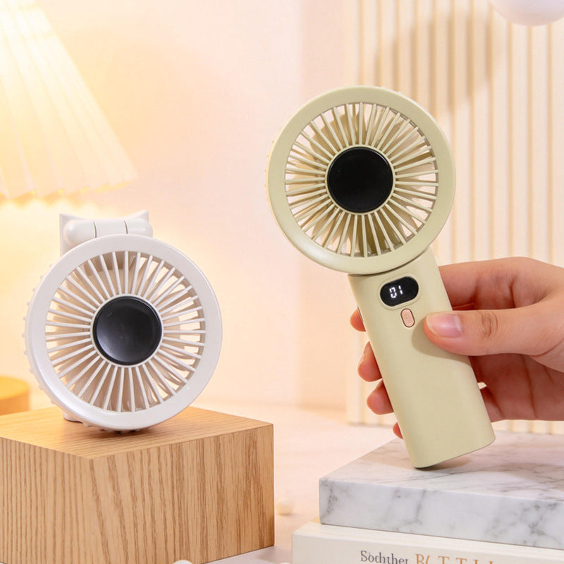Women Portable Hand Fan with Temperature Regulating Display Bowlift
