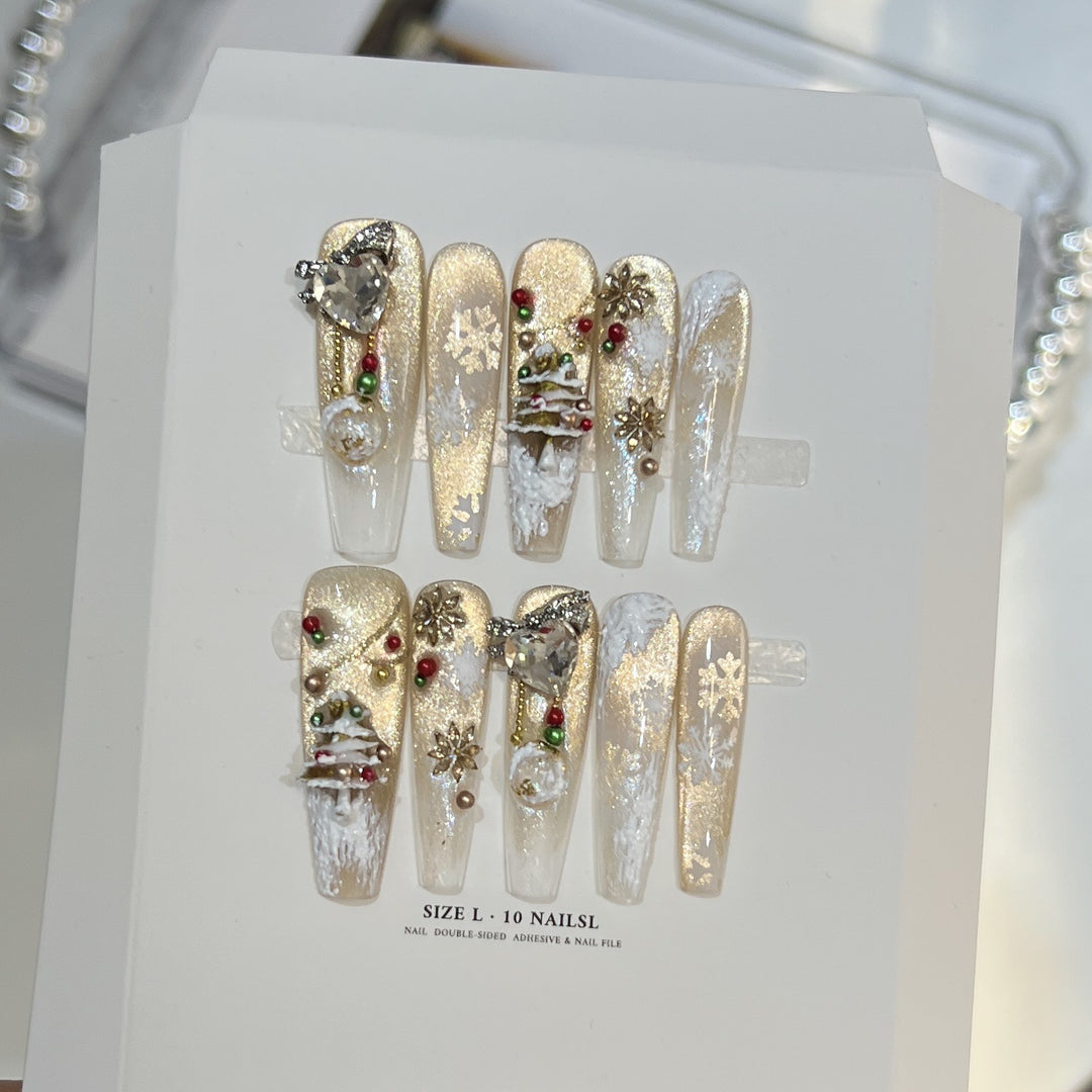 Festive Glamour Stiletto Press-On Nail Art Set Bowlift