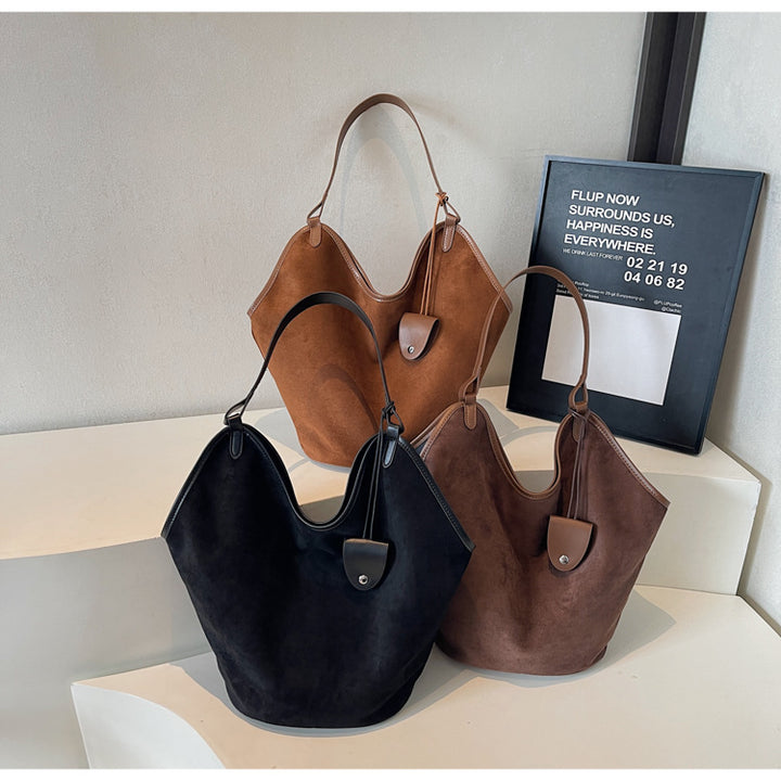Suede Chic Slouchy Tote Bag Bowlift