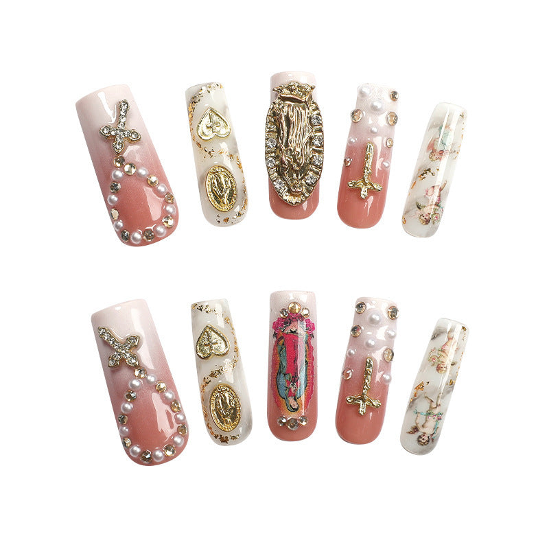 Glamorous artificial nail set with elegant decorations and glitter accents Bowlift