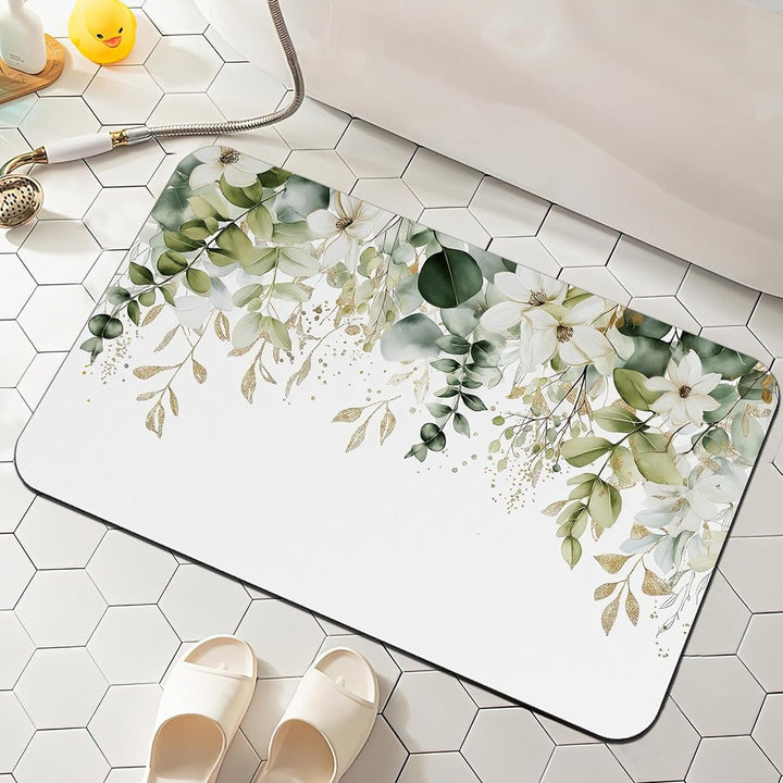 Floral-Patterned Comfort Bath Mat Bowlift