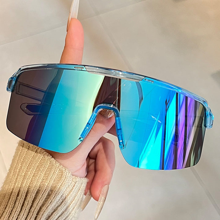 Unisex nan sporty shield sunglasses with continuous visor glass and non-slip nose pads Bowlift