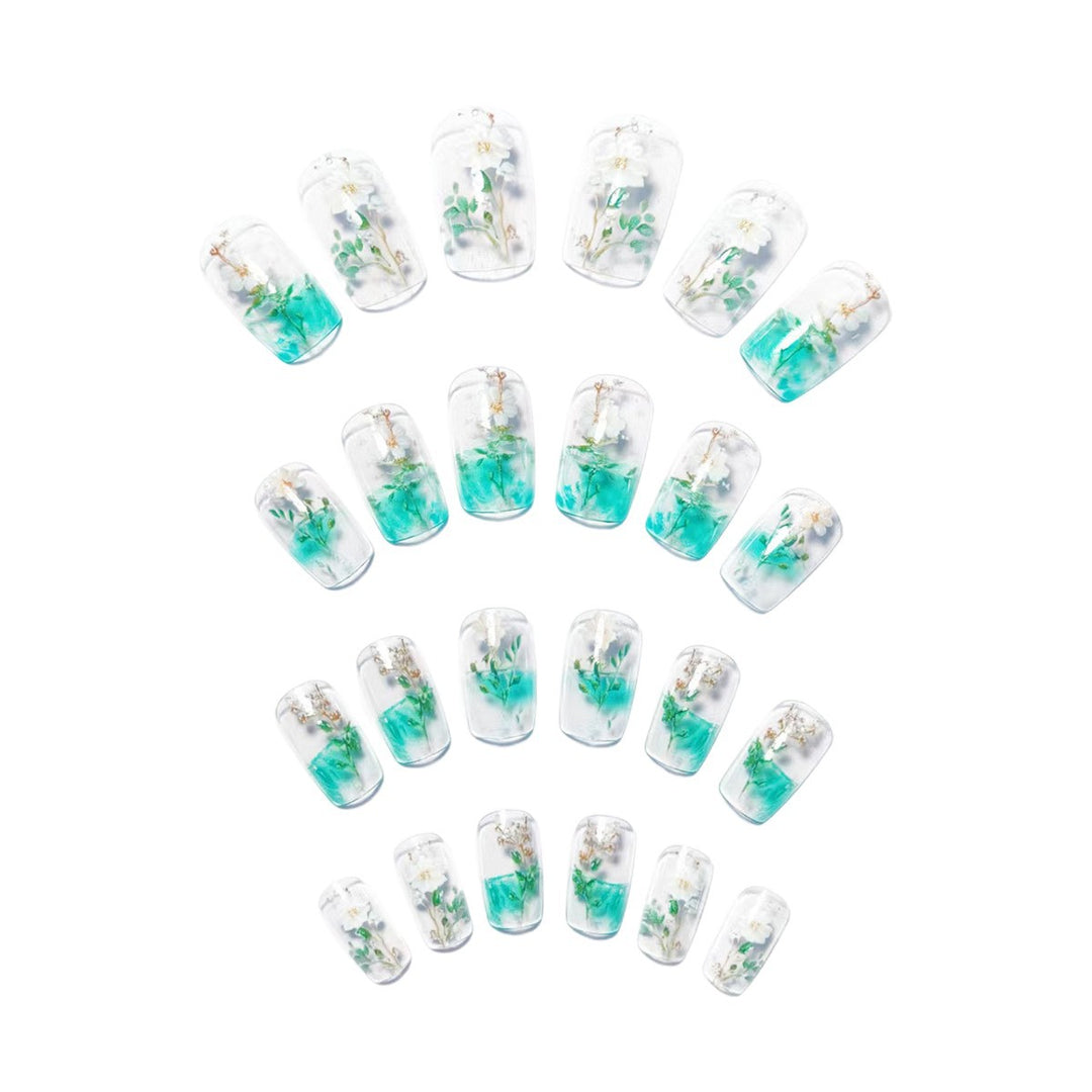 Artificial nails with botanical flower design Bowlift