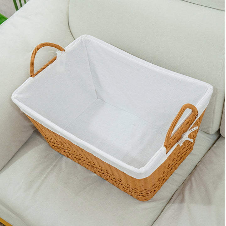 Braided storage basket with removable inner lining