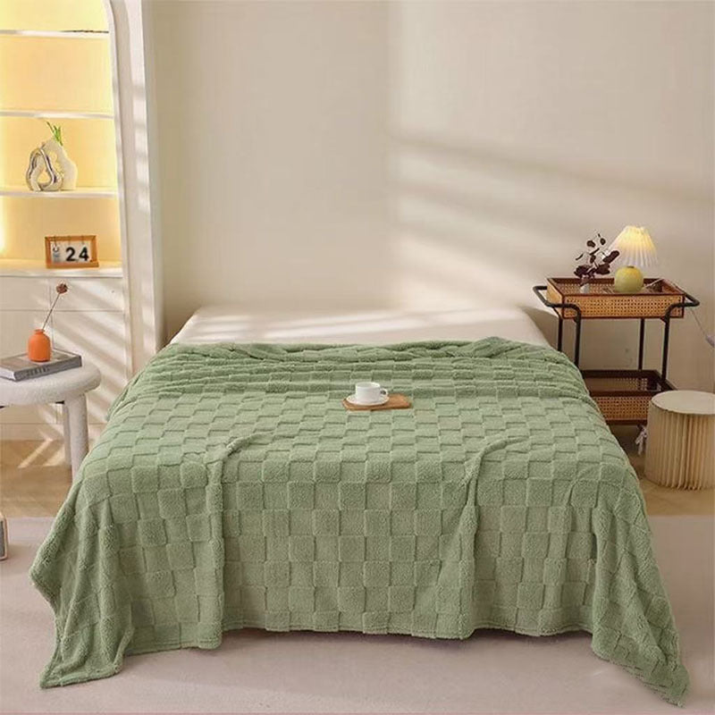 Women Plush Bedspread with Textured Design Bowlift