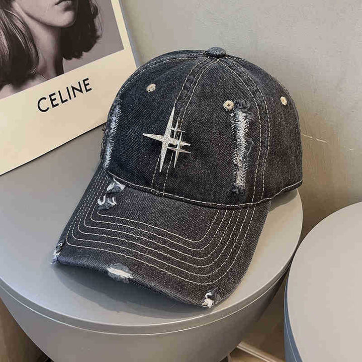 Unisex Distressed Denim Baseball Cap Bowlift 1784188338
