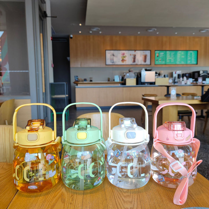 Women colorful and leak-proof water bottle with ergonomic carrying handle Bowlift