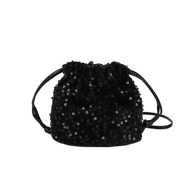 Glittery Sequin Drawstring Mini Bag Bowlift