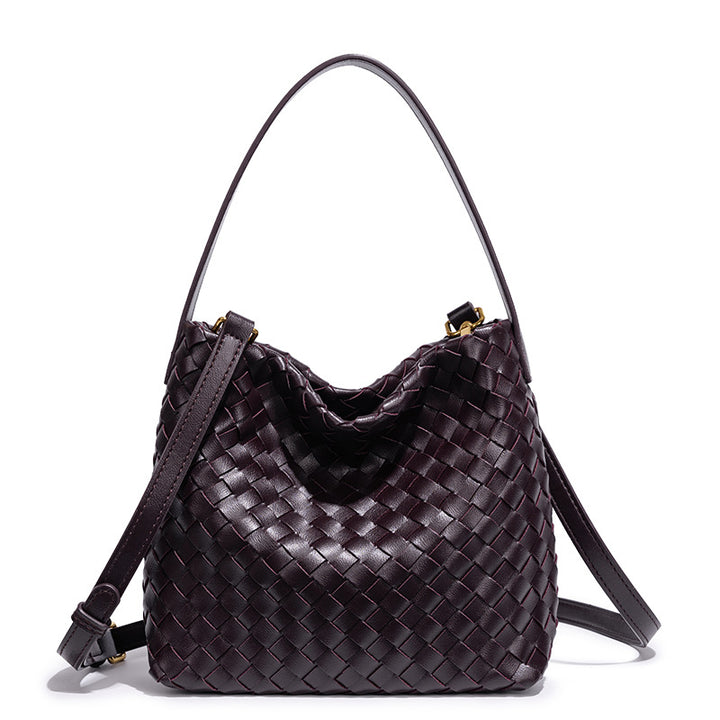 Elegant Woven Leather Shoulder Bag Bowlift