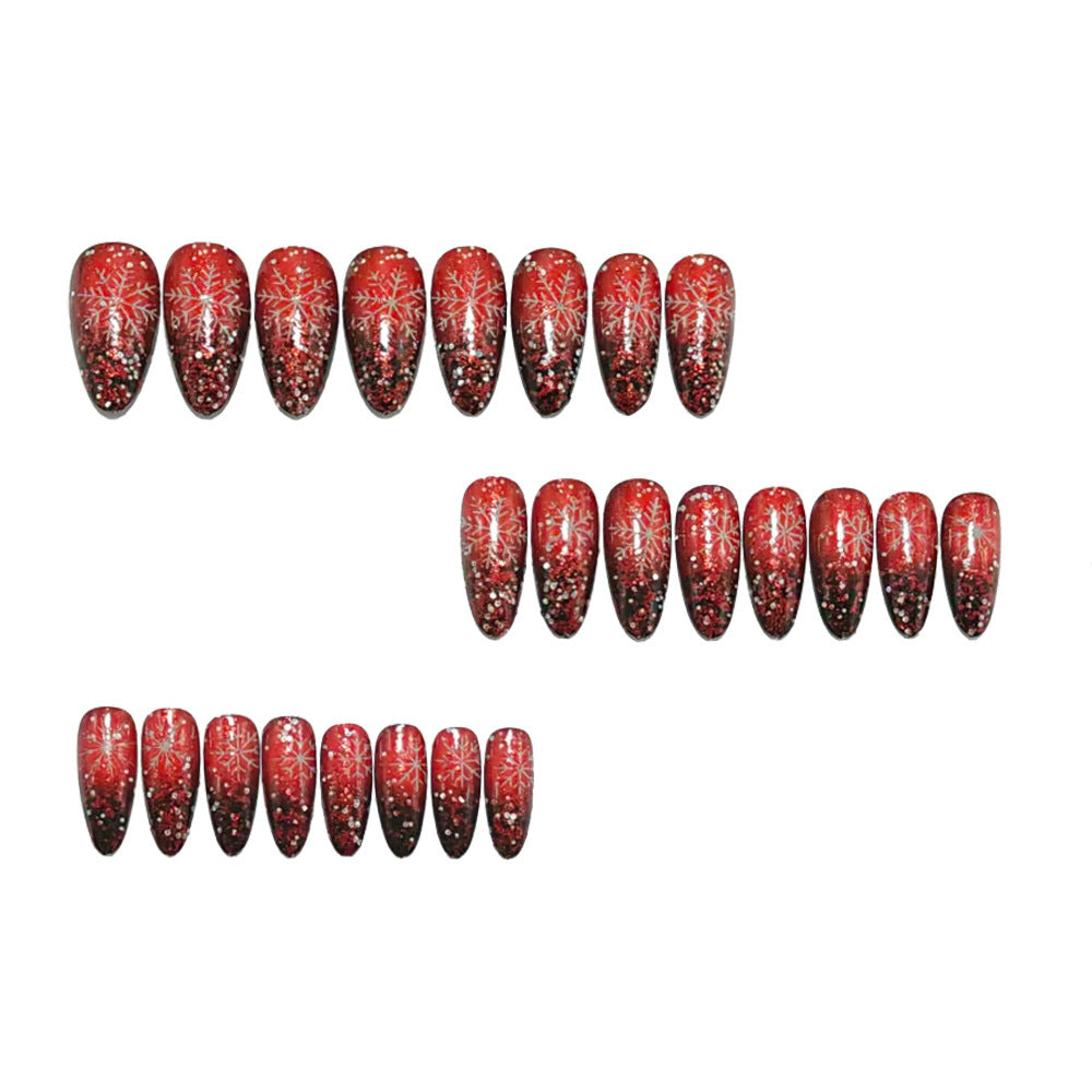Glamorous artificial nails in winter snowflake design Bowlift