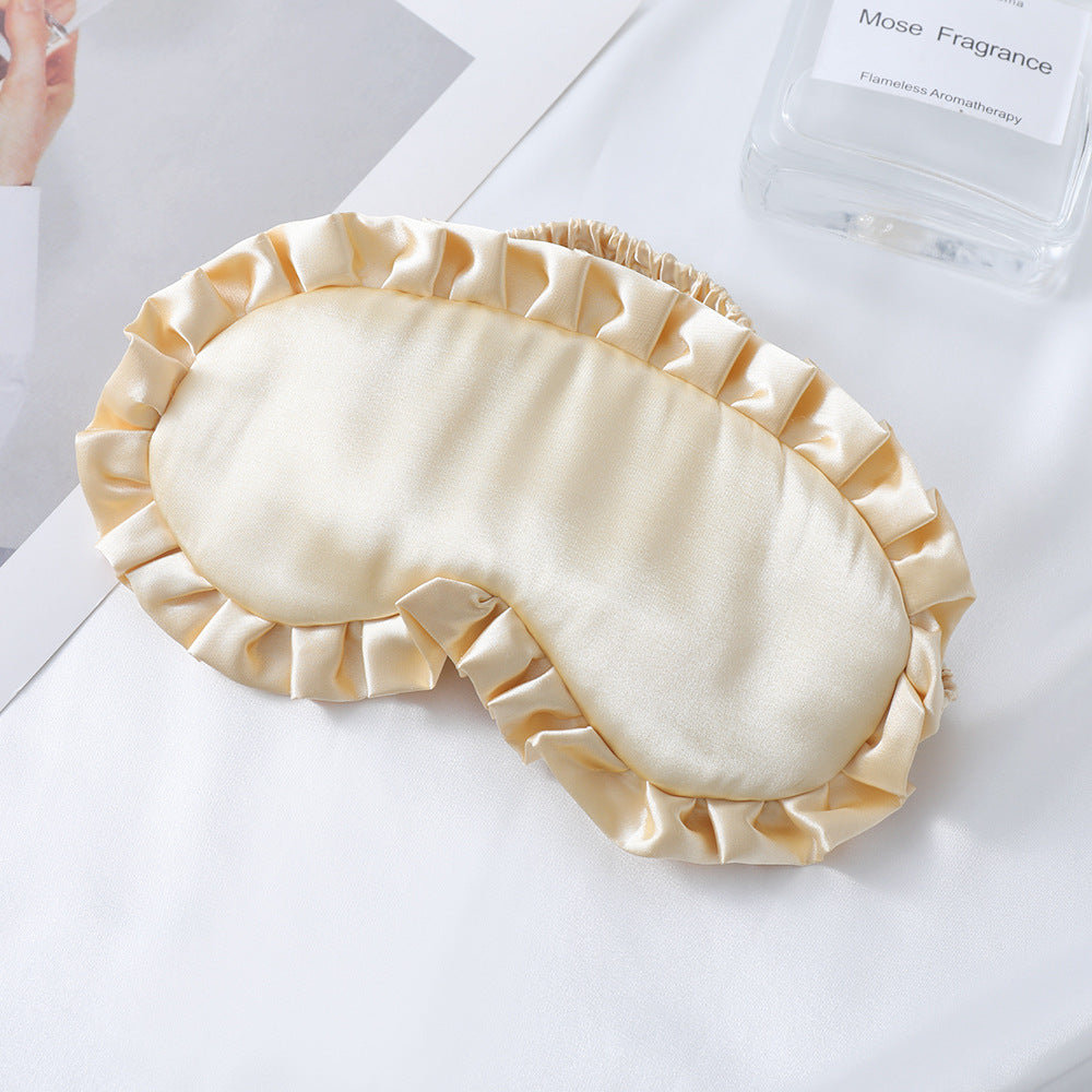 Women's nan satin-gloss eye mask with ergonomic contour, frilled ruffle edge, and gentle padding Bowlift