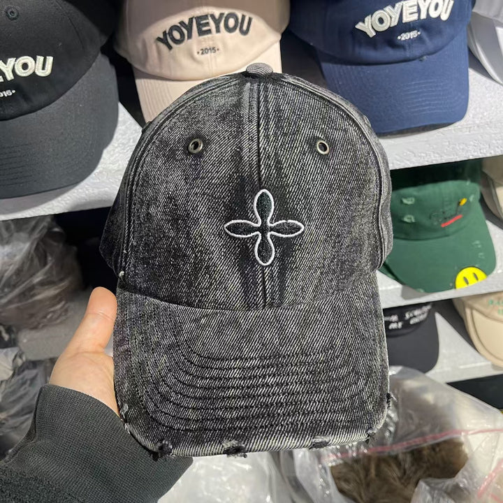 Men's Distressed Denim Baseball Cap Bowlift 1784188018