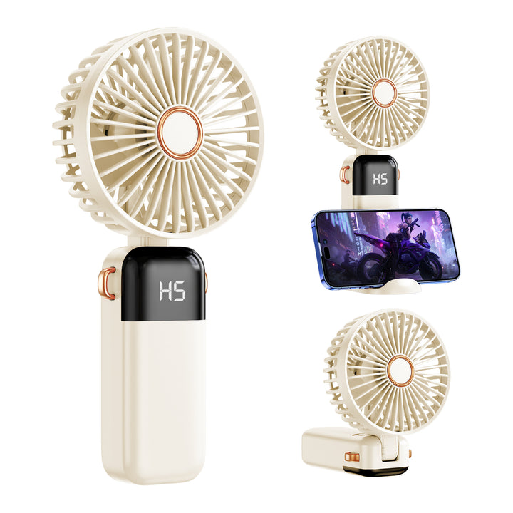 Unisex nan USB rechargeable handheld fan with LED battery indicator and quiet brushless motor Bowlift