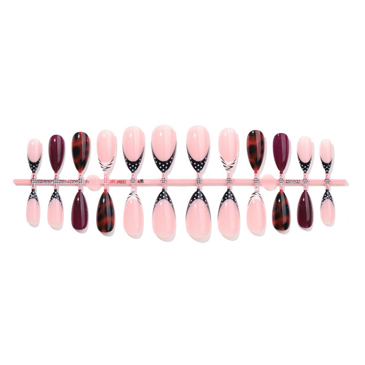 Premium Decorative Press-On Nail Set with Unique Geometric Patterns Bowlift