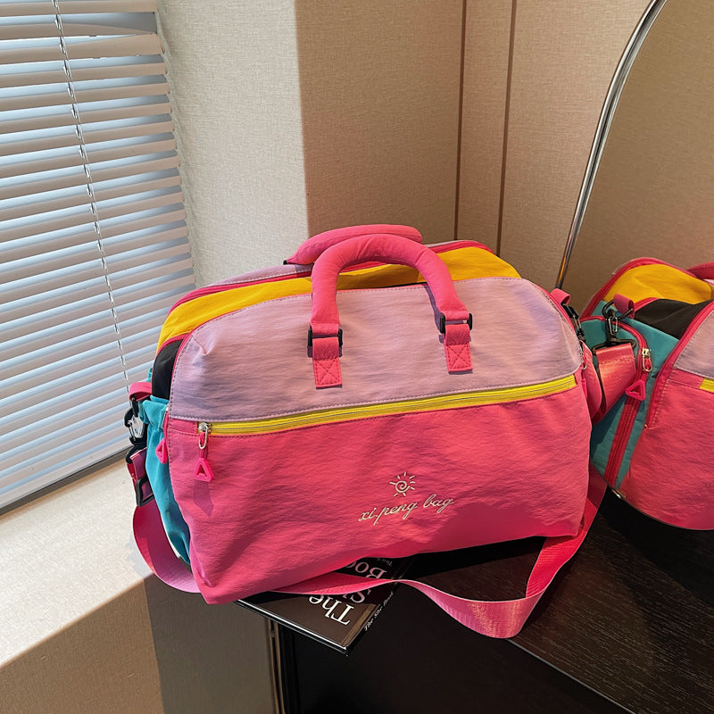 Versatile Color Block Duffle Bag