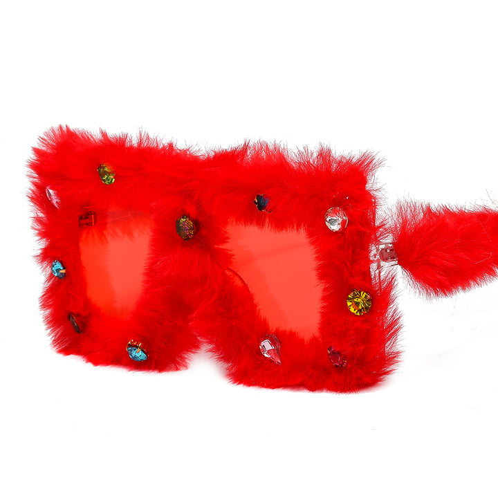 Ladies glamorous and luxurious sunglasses with fur-trimmed frame Bowlift