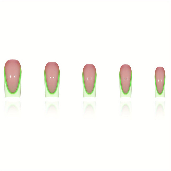 Neon French Tip Press-On Nails Bowlift