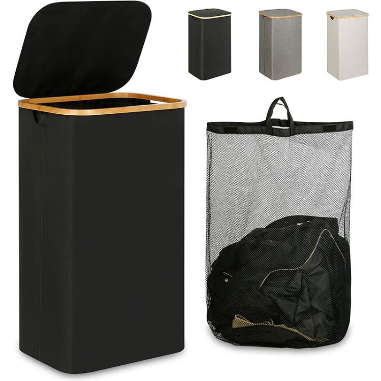 Multifunctional laundry storage box with bamboo lid Bowlift