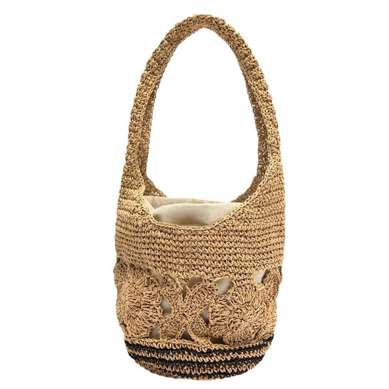 Crocheted Shoulder Bag with Floral Design Bowlift