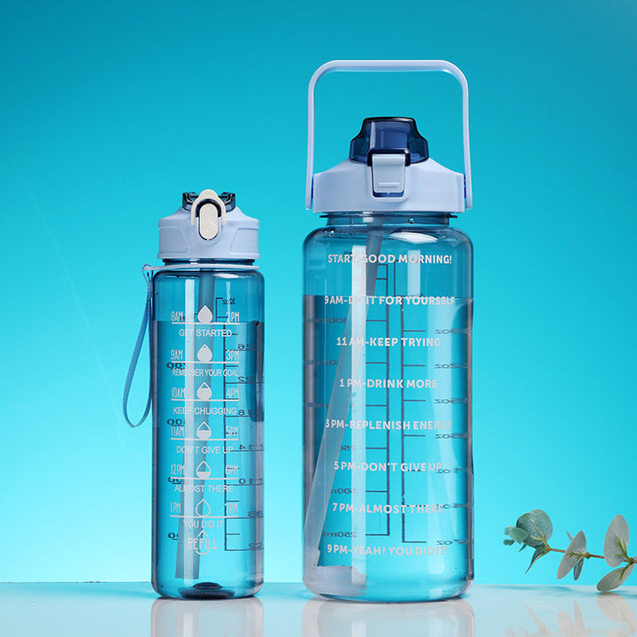 Women's motivation water bottle with integrated time markings and ergonomic design Bowlift