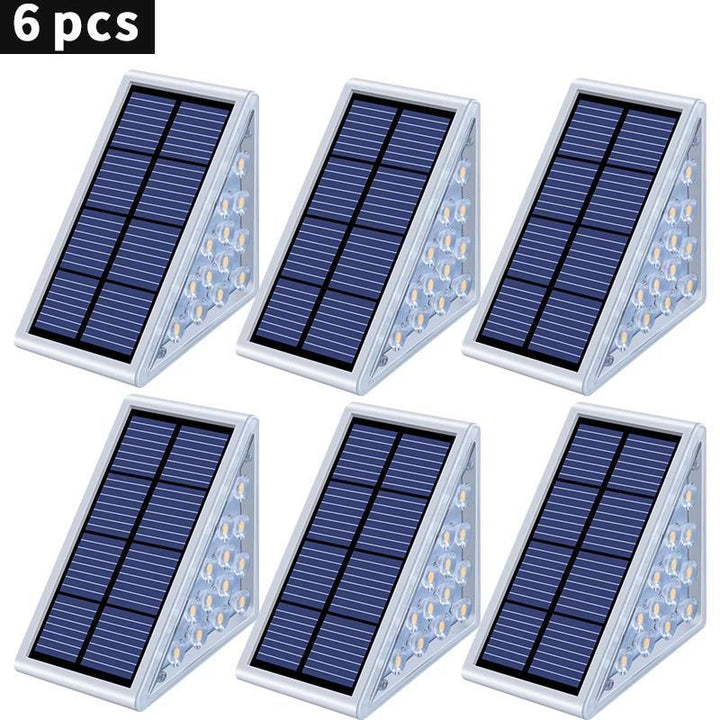 Angled Triangular Solar-Powered LED Stair Step Lights With Dusk-To-Dawn Sensor And Waterproof Mounting Bowlift