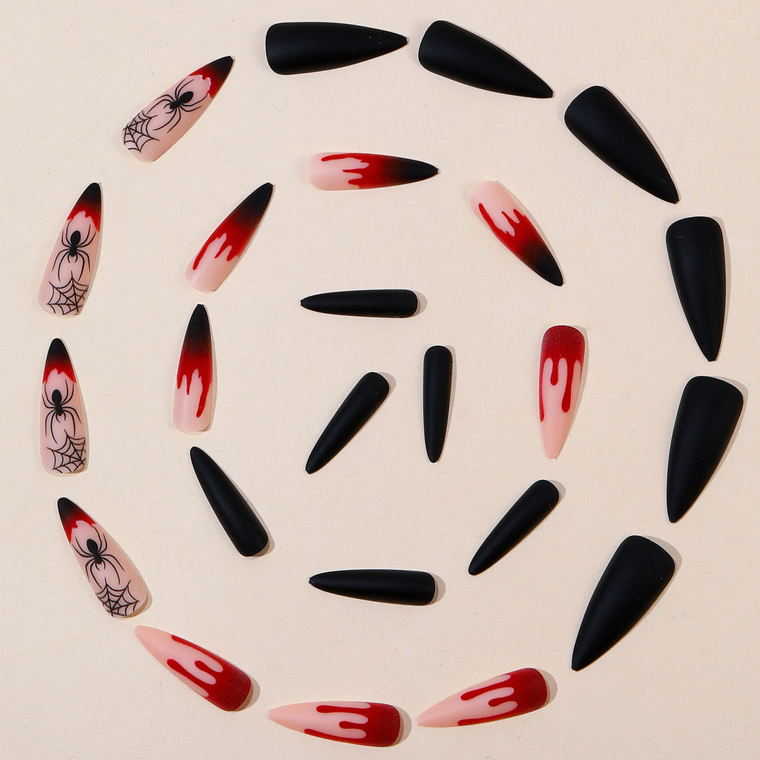 Gothic Halloween-Themed Stiletto Nail Art Extensions Bowlift 1789713400