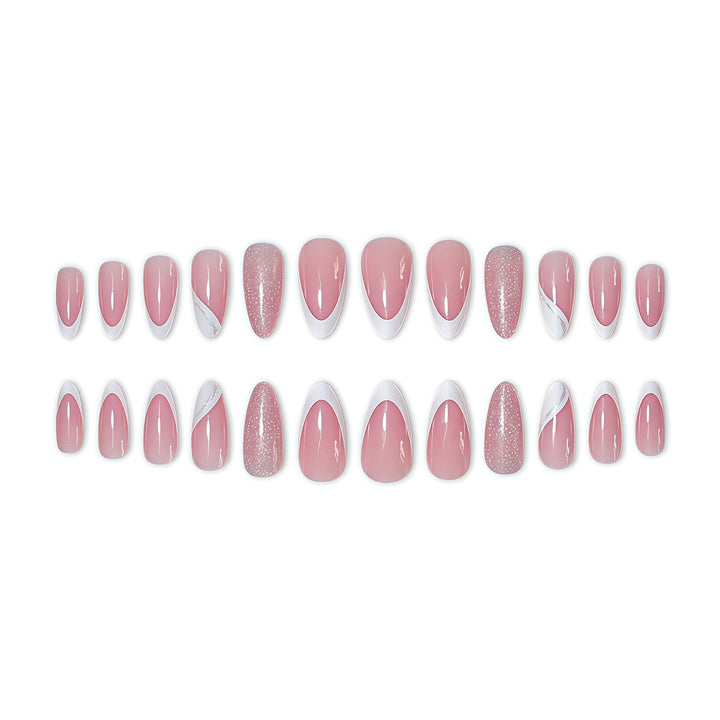 Elegant Glitter French Tip Nail Art Extensions Bowlift