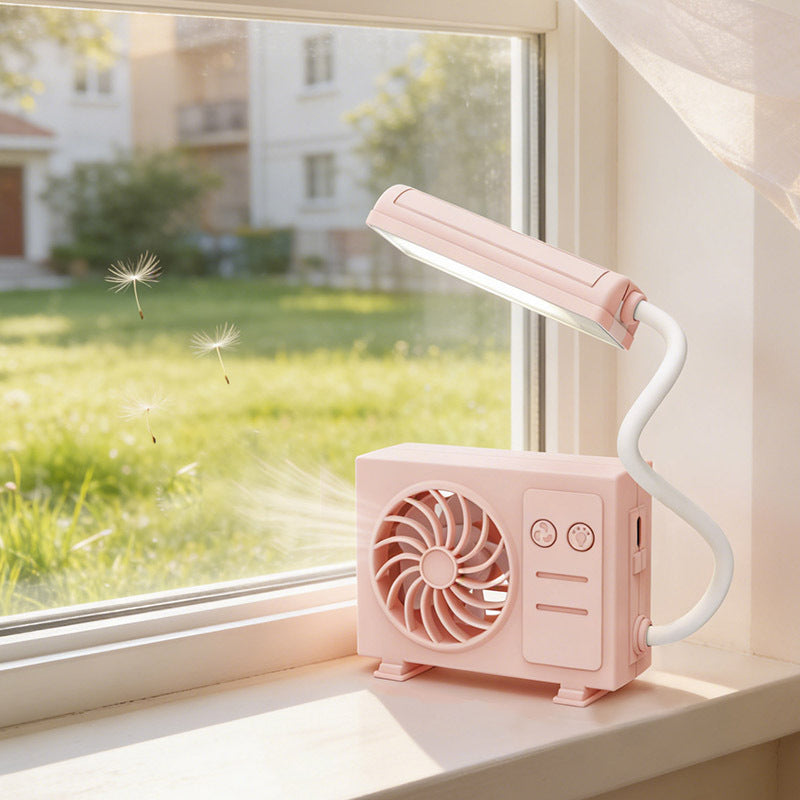 Women's multifunctional table lamp with integrated fan and flexible arm positioning Bowlift